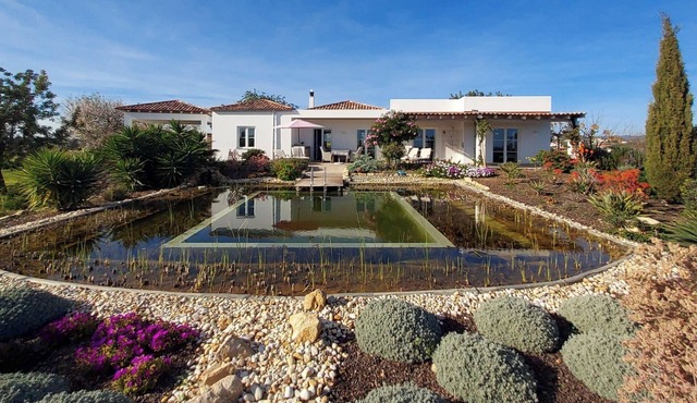 Luxurious vacation home with natural pool and sea view in Quelfes